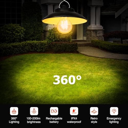 Yizhet Camping Lantern Rechargeable, Retro Lamp Portable with Hook, 2 Modes — view 6