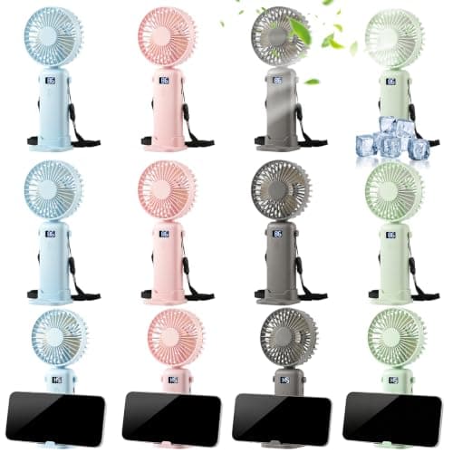 VZZNN 12 Pack Mini Portable Handheld Fan Bulk Small Cooling Fans High 5-Speed Rechargeable Fan For Travel, Office, Eyelash Drying, Lightweight, For Beach, Camping, Indoor Outdoor Use (4 Colors