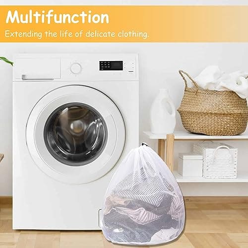 Extra Large White Mesh Laundry Bag 79 x 68 cm with Drawstring — view 6