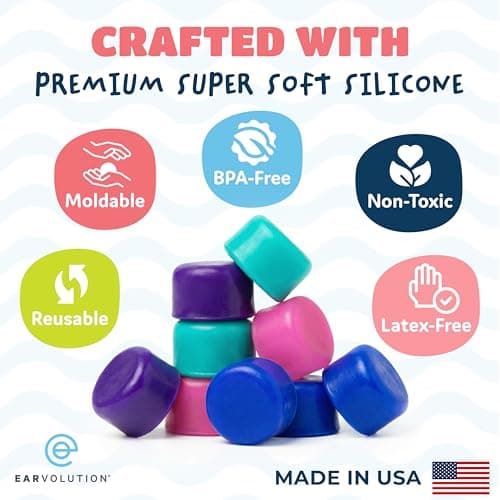 Putty Buddies Super Soft Comfortable Original Swimming Earplugs for Kids (Block Water) 3-Pair Red/Blue/Yellow — view 4