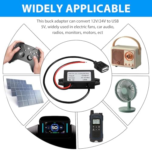 Lueden DC-DC Converter 12V/24V to USB 5V 3A Adapter DC-DC Step Down Adapter — view 6