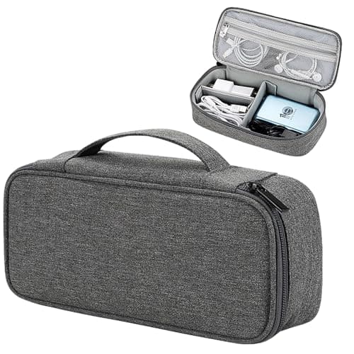 Teskyer Travel Tech Pouch, Protable Cable Organiser Bag, Electronics Accessories Travel Organizer Case for Cable Charger Earphone Power Bank Hard Drive - Dark Grey