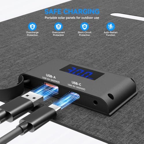 30W Portable Solar Charger with Digital Power Display, USB-C USB-A (for UK) — view 3