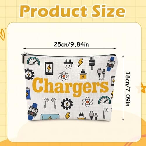 Chargers Travel Organiser Bag Make Up Bags for Men Women Waterproof Linen Bag Organiser Multifunctional Travel Accessories for Cables & Chargers Double-Sided Print Makeup Storage Bag for Home — view 2