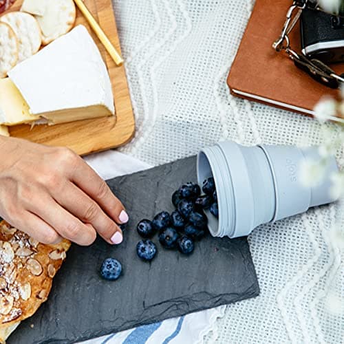 STOJO Collapsible Travel Cup with Straw - Cashmere, 8oz / 250 ml - Reusable to-Go Pocket Size Silicone Bottle for Hot and Cold Drinks - Perfect for Camping and Hiking - Microwave & Dishwasher Safe — view 4