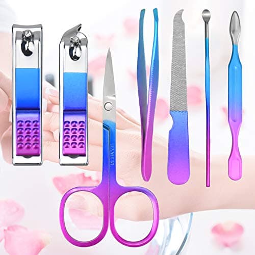 Manicure Set 7 pcs Pedicure Kit Professional Fashion Stainless Steel Nail Clippers Nails Cuticle Remover Toenail Cutter Grooming Tools for Girls Men Women — view 3