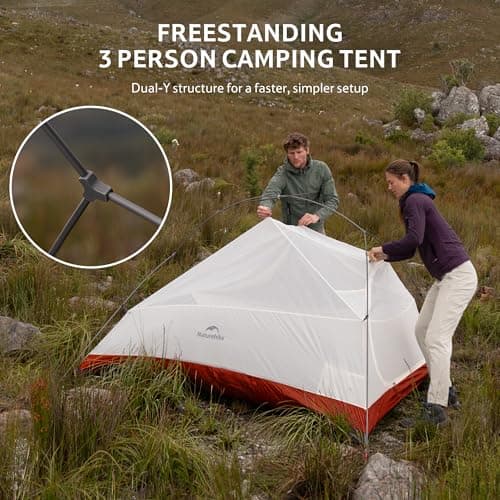 Naturehike Cloud Up Pro Camping Tent, 3 Person, Grey&Red — view 3