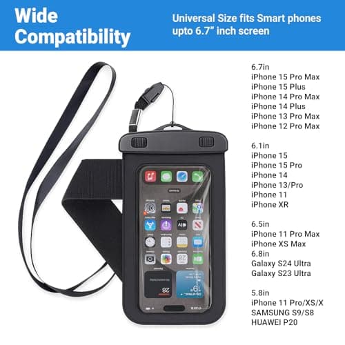 Waterproof Phone Case, 6.7-inch Waterproof Phone Pouch Dry Sealed Bag for iPhone 17 16 15 14 13 12 11 Pro Max XR Samsung S24 S23 S22 S21 Huawei P60 for Beach Swimming Fishing Hiking Surfing 1 Pack — view 6