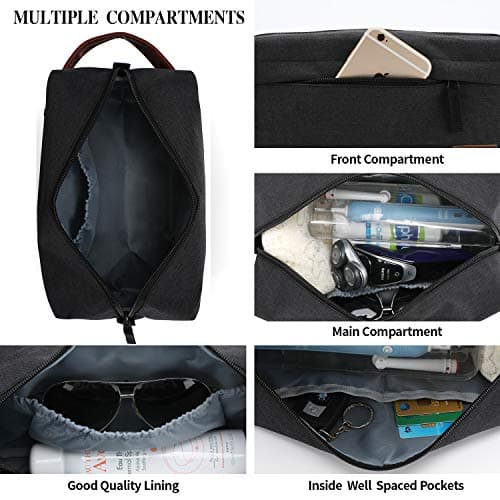 KK Water - Resistant Hanging Toiletry Travel Bag – Spacious Black Gym, Shaving, Make Up Bag for Men & Women — view 3