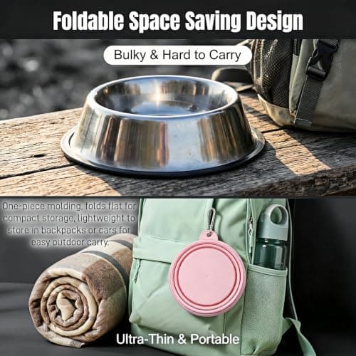 Collapsible Dog Bowl 5 Pack, Silicone Travel Pet Bowl with Carabiner — view 6