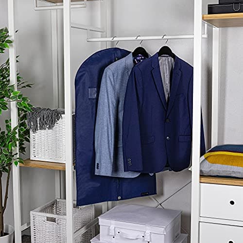 HANGERWORLD Pack of 3 Navy Blue Breathable Suit Garment Clothes Cover Bags-40" (100cm) — view 4