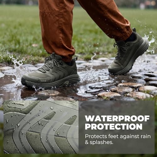 NORTIV 8 Men's Waterproof Lightweight Hiking Shoes,Size 8,Army Green — view 6