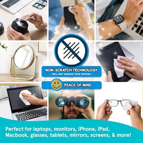 Professional Screen Wipes by Smith’s® | 60 Pack | 14 x 14cm | Perfect Cleaning Wipes for 17” Monitors, Laptops, iPads, Mobile Phones, 17” LCD TVs, Tablets, PCs, Keyboards & More! — view 6