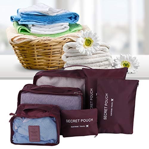 6 Set Compression Packing Cubes for Travel, Luggage Organizer Bags, Packing Cubes Luggage PackingOrganizers for Travel Accessories (Maroon) — view 3