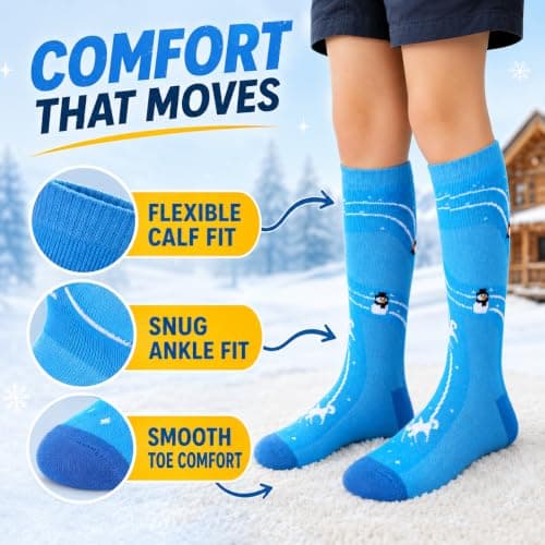 Fjquamitix 3 Pairs Kids Merino Wool Ski Socks Thermal Warm Thick Socks — view 4