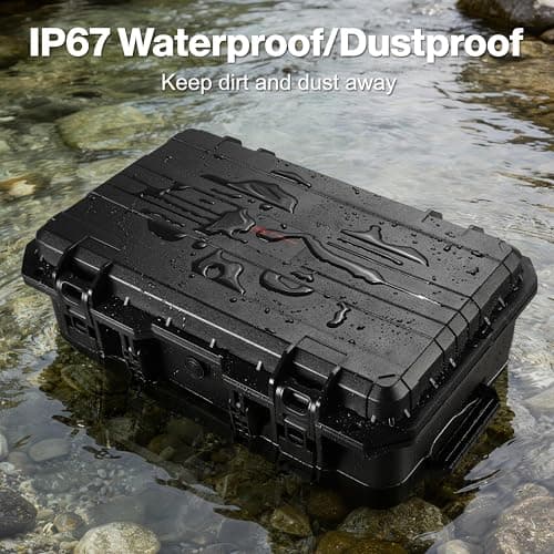 Rolling Camera Case Waterproof Travel Drone Photo Kit Hard Case with Padded Dividers and Wheels Dustproof/Impact Resistant,Allowed on Board 22.7” x13.8” x 8.07” Black — view 6