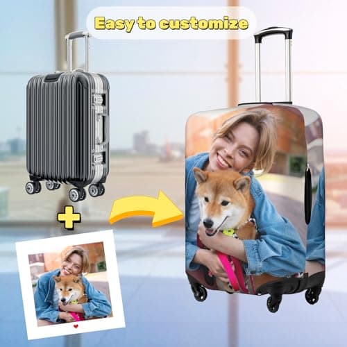 XUNQI XUFA Personalised Suitcase Cover | Custom Luggage Cover with Photo/Text/Logo |Fits Sizes 18-32 Inch |Unique Travel Luggage Accessories Gift for Family, Couple & Friends — view 3