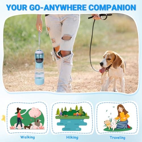 YINKIGI Portable Dog Water Bottle for Walking, 4-in-1 Pet Water Bottle Blue — view 6