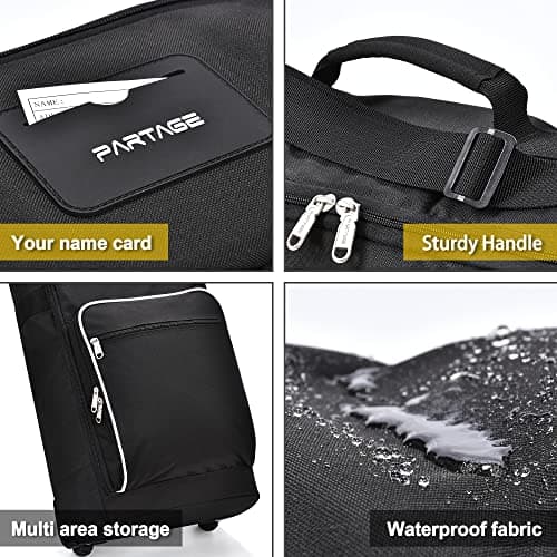 PARTAGE + Snowboard Bag with Wheels, Snowboard Bag for Air Travel, Adjustable Length Up to 170 cm, 600D Water Resistant Oxford -Black — view 3