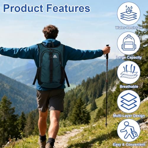 HOTUT Ultra Lightweight Foldable Backpack, 15L Hiking Backpack, Water Resistant Travel Day Bag for Men Women, Packable Rucksack Daypack for Cycling Climbing Travelling Camping Sports Outdoor (blue) — view 5