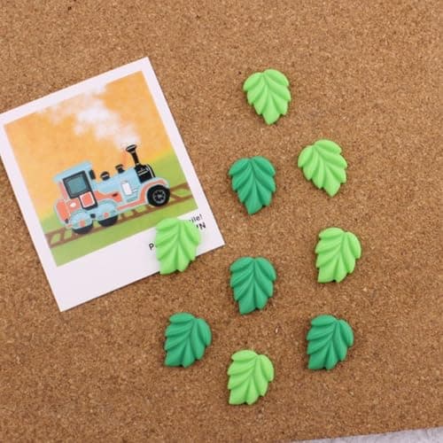 Leaf Shaped Green Push Pin 30pcs Resin Metal Decorative Tacks — view 5