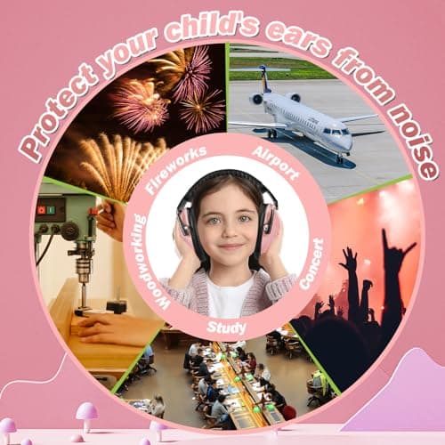 Kriogor 2 Pack Ear Defenders Children,26dB SNR Noise Cancelling Headphones Hearing Protection Earmuffs,Soft Kids Ear Defenders Adjustable Adult Ear Protector for Autism Airplane Study Fireworks(Pink) — view 5