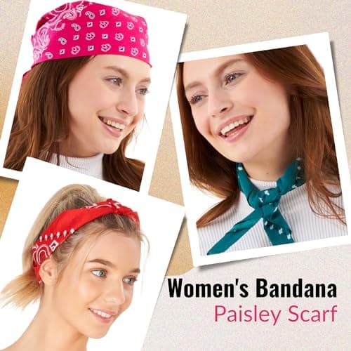 Bandana for Men & Women - Red, Pink, Teal Set of 3 Pirate Cowboy Headband — view 5
