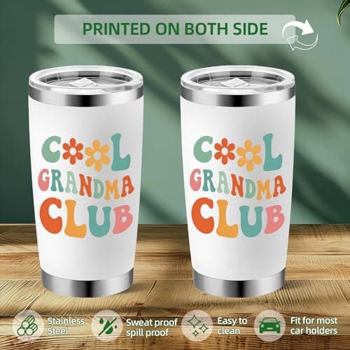 Yuecda Mothers Day Grandma Gifts-Cool Grandmas Club Tumbler 20oz, Birthday Gifts for New Grandmas, First Time Grandma-to-be, Nana, Mimi, Gigi Christmas Coffee Cup — view 2