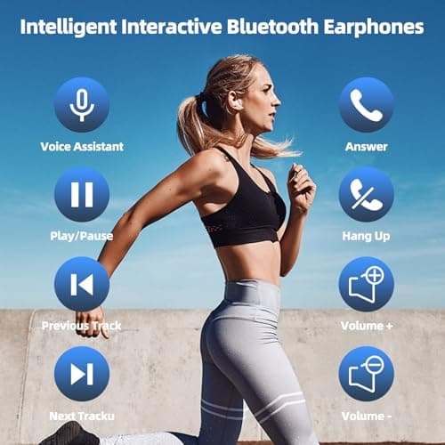 Wireless Earbuds, Wireless Headphones Bluetooth 5.3 Headphones 3D HiFi Stereo Noise Cancellation in-Ear Built-in Mic with Charging Case,IPX8 Waterproof for Work,Travel,Earphones for iPhone Android iOS — view 6