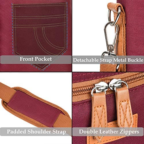 Kato Tirrinia Insulated Wine Cooler Bag Leakproof Padded Portable Wine Carrier with Shoulder Strap 2 Bottle Wine Bag for Camping Travel Beach Picnic Gift for Wine Lovers Red — view 3