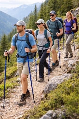 2 x Adjustable Hiking Trekking Poles (65cm–135cm) with Anti-Shock System, Ergonomic PVC Grip, Mud Basket & Durable Rubber Tip – Lightweight Aluminum Walking Poles for Hiking, Trekking & Outdoor Trails — view 5