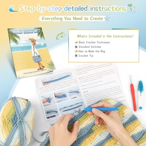 Reessy Crochet Bag Kit, Beach Wave Bag Crochet Kits for Beginners Adult — view 4