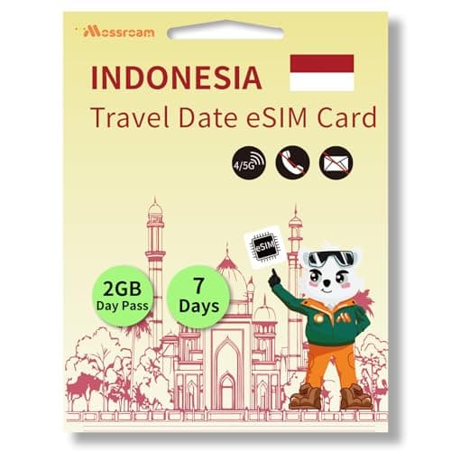 Indonesia Travel eSIM – 2GB 5G/4G LTE Data, 7 Days – Instant Activation, No Roaming Charges – Prepaid Plan for Tourists and Business Travelers