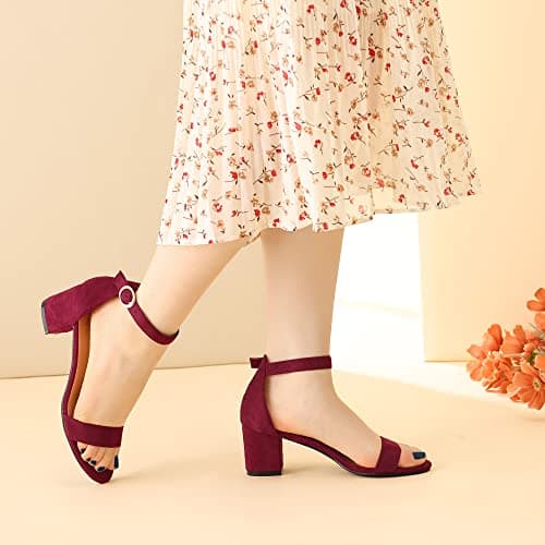 Perphy Women Ankle Strap Open Toe Chunky Heels Sandals with Buckle Closure — view 2