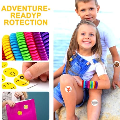 Mosquito Repellent Bracelets, Adjustable Band, Mosquitoes Bracelet, 5 Sheets Stickers, Waterproof Adjustable for Outdoor, Travel, Festivals, for Boys and Girls — view 3