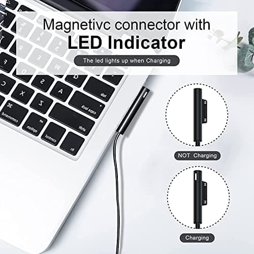 65W Surface Charger,Magnetic Power Adapter with USB Port, Fast Charging Portable Laptop Charger, Compatible with Microsoft Surface Pro 7 6 5 4 3 X Book Go, LED Indicator Safe Durable Travel Charger — view 4