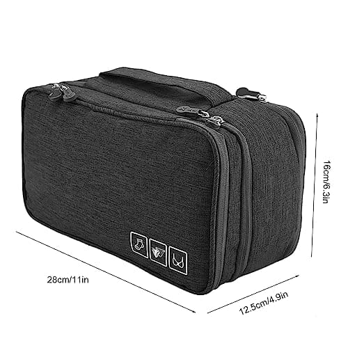 AKLOSIPY Portable Travel Storage Underwear Bra Socks Bag USB Cable Tech Accessory Case – Compact .5” X .5” X 3.” Multi-Compartment Packing Pouch for Women Men Digital Nomads Gym Business (Black) — view 2
