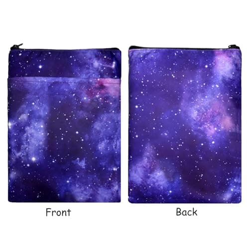 Kosto Zipper Book Sleeves - Travel Book Protector Pouch for Paperbacks & Hardcover, Washable Carry Case with Front Pocket (Purple) — view 4