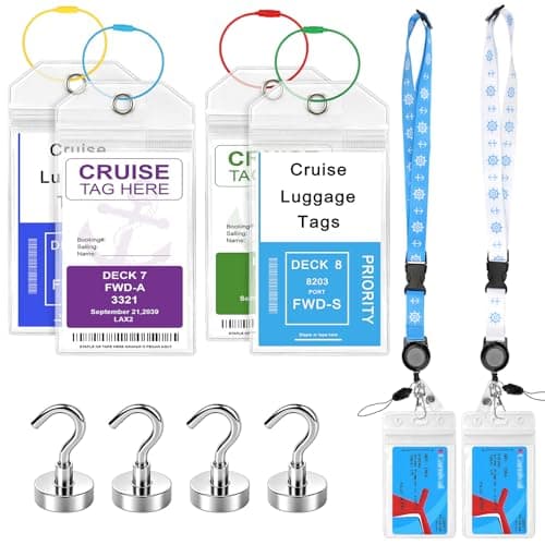 2026 Cruise Essentials Kit, 4 Cruise Luggage Tag Holder + 2 Cruise Lanyard
