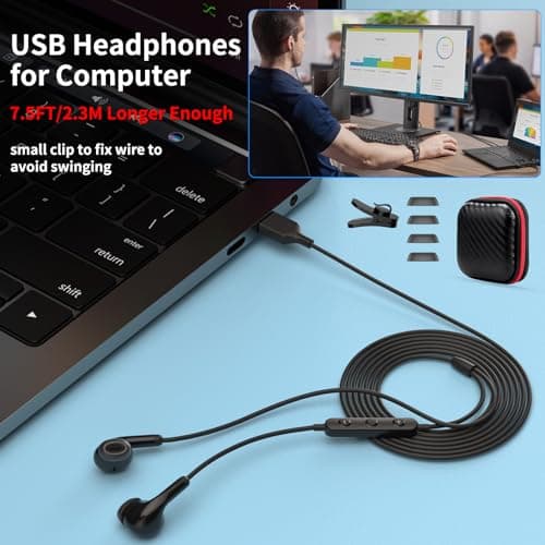 AIAUXA USB Headset for Laptop PC, Headphones with Microphone for Computer — view 3