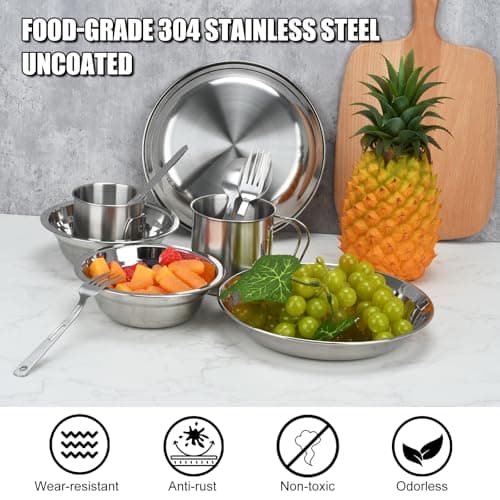 BSDLZCH 16 Pcs Stainless Steel Camping Cutlery Set for 2 — view 6