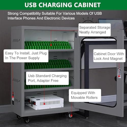 Mobile Charging Station with Lock, Multi-Port USB Charger on Wheels for Secure Device Management in Schools, Churches, and Airports — view 5