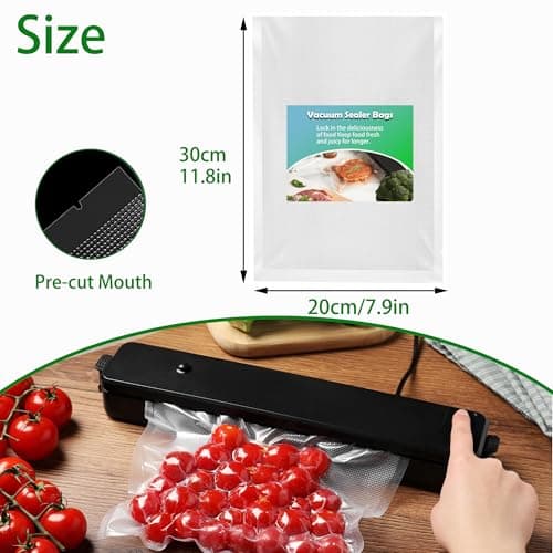 huruirui Vacuum Sealer Bags for Food 20x30cm 50pcs Vacuum Storage Bags Vac Pack Bag BPA Free Heavy Duty Embossed Food Great for Sous Vide PreCut Bag — view 2