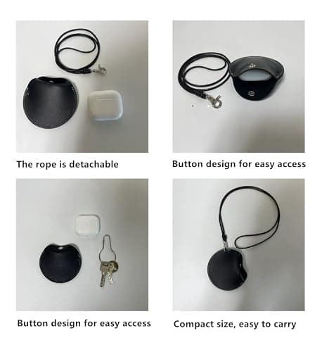 HORNO 1 Pcs Black Soft Leather Earplugs Case Pendant with Lanyard, Portable Noise Isolation Earplug Storage Bag for Travel, Work — view 4