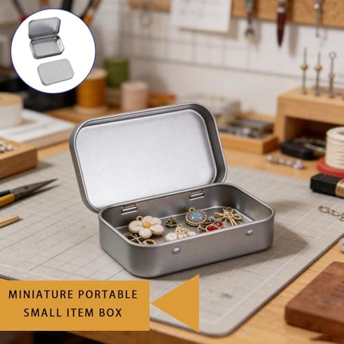 ASREJUR 2 PCS Lightweight and Portable Small Tins with Lids, 95mm* 60mm* 20mm Metal Tin, Small Metal Box for Store-Containers of Little-sized Things of Daily Life, Travel and Festival(Sliver) — view 5
