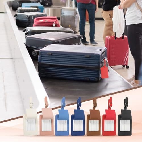 PATIKIL 2 Pcs Luggage Tags, PU Leather Travel Luggage Tags, White — view 4