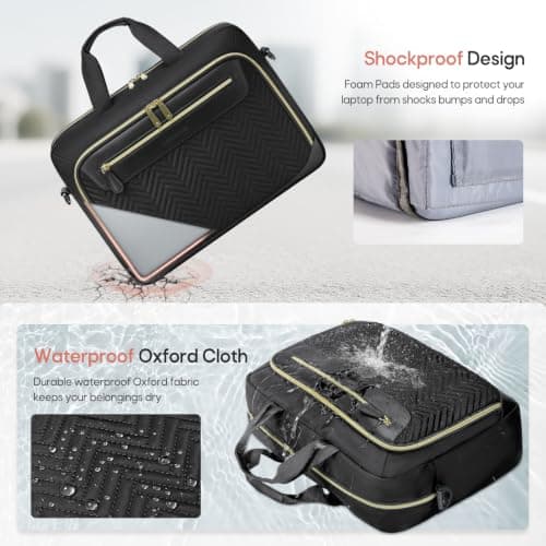 RAINSMORE 17.3 Inch Laptop Bag for Women Water Resistant Briefcase — view 5