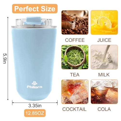 Philorn Coffee Cup, 13 oz/380 ml Insulated Travel Mug — view 2