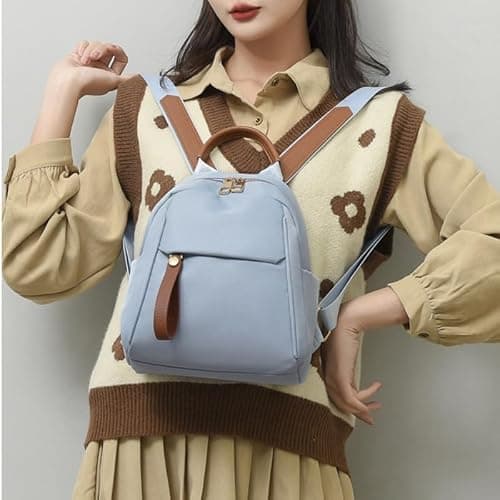 FUNSEED Mini Backpack for Women Casual Lightweight Oxford Cloth Shoulder Bag for Daily Use, blue, Small — view 6
