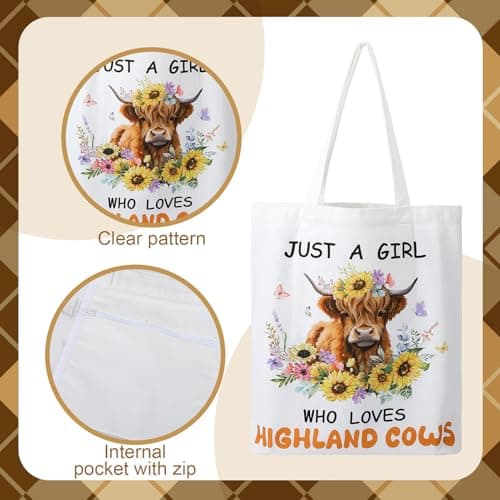 saerryor Highland Cow Gifts Set,Insulated Tumbler,Tote Bag,Makeup Bag,Socks — view 5